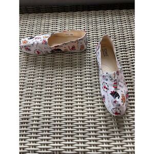 TOMS Belmont Holiday Cats Shoes 8.5‎ slip on layered canvas comfort Christmas
